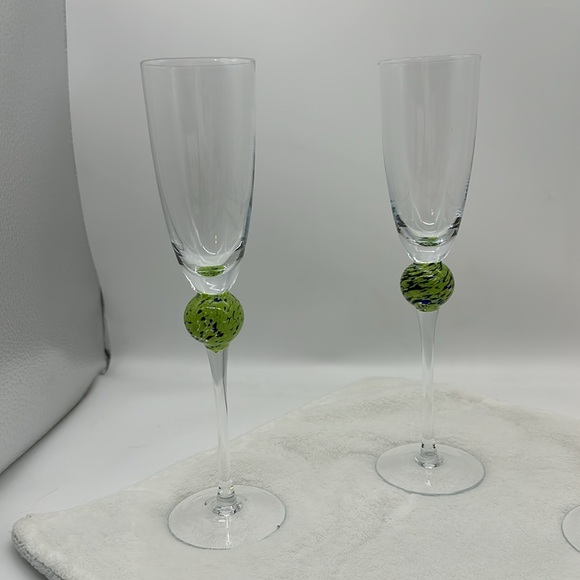 Champagne Hand Blown Colored Glass Stemware Set of 3 - Picture 2 of 6